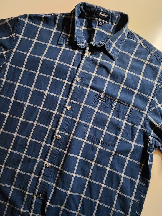 Guess Other - GUESS Men’s Navy Windowpane Button-Up Shirt